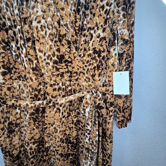 Nurture Westbound Plus Size 3X Faux Wrap Belt Dress Animal Print Velvet Burnout - Picture 5 of 16